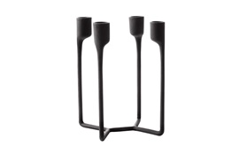 Heima castiron black 4 armed candlestick frontview sideview